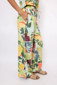 Tropical Fruit Print Flowy Pants