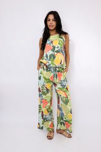 Tropical Fruit Print Sleeveless Top