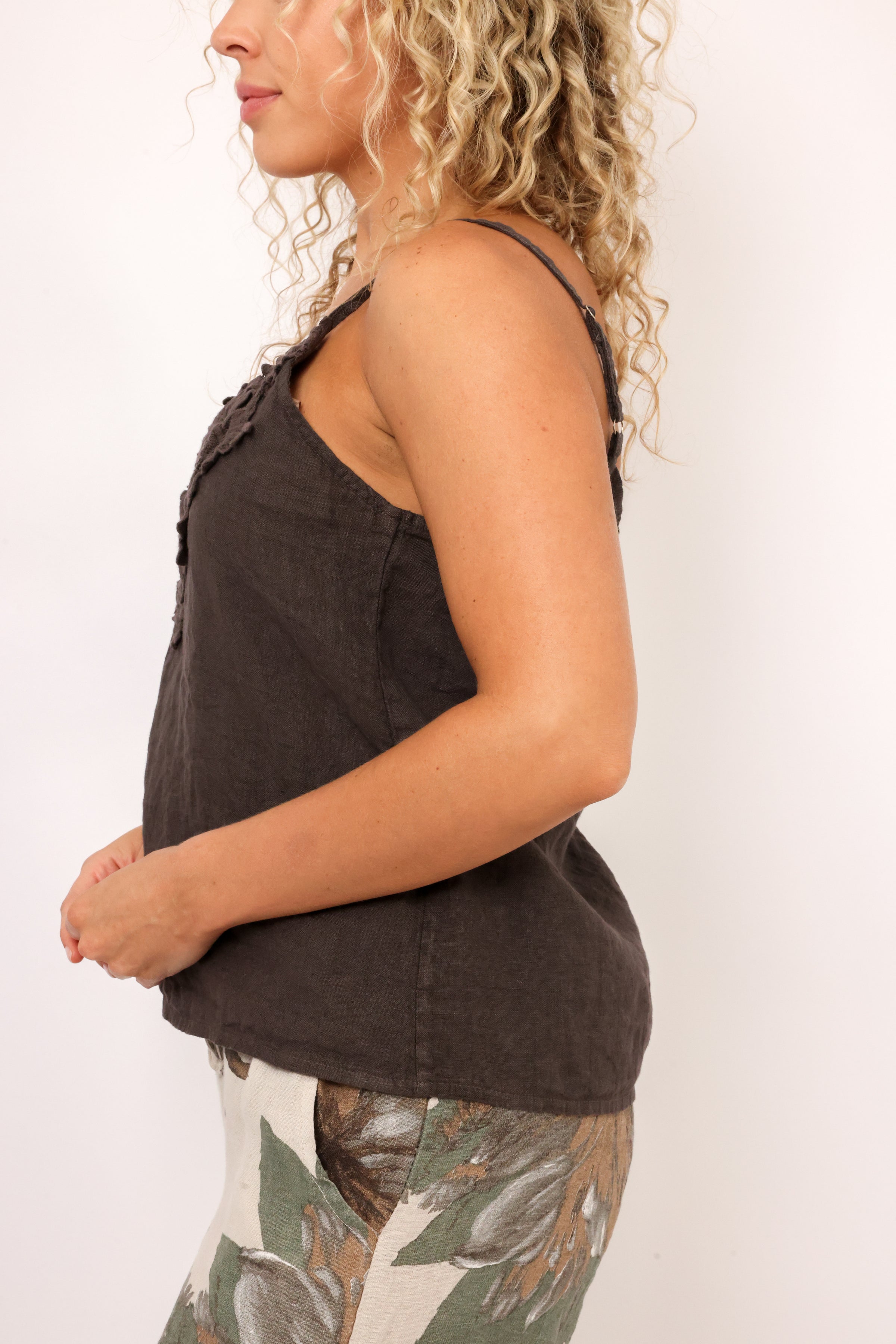 Milio Milano Lace Trim Linen Cami