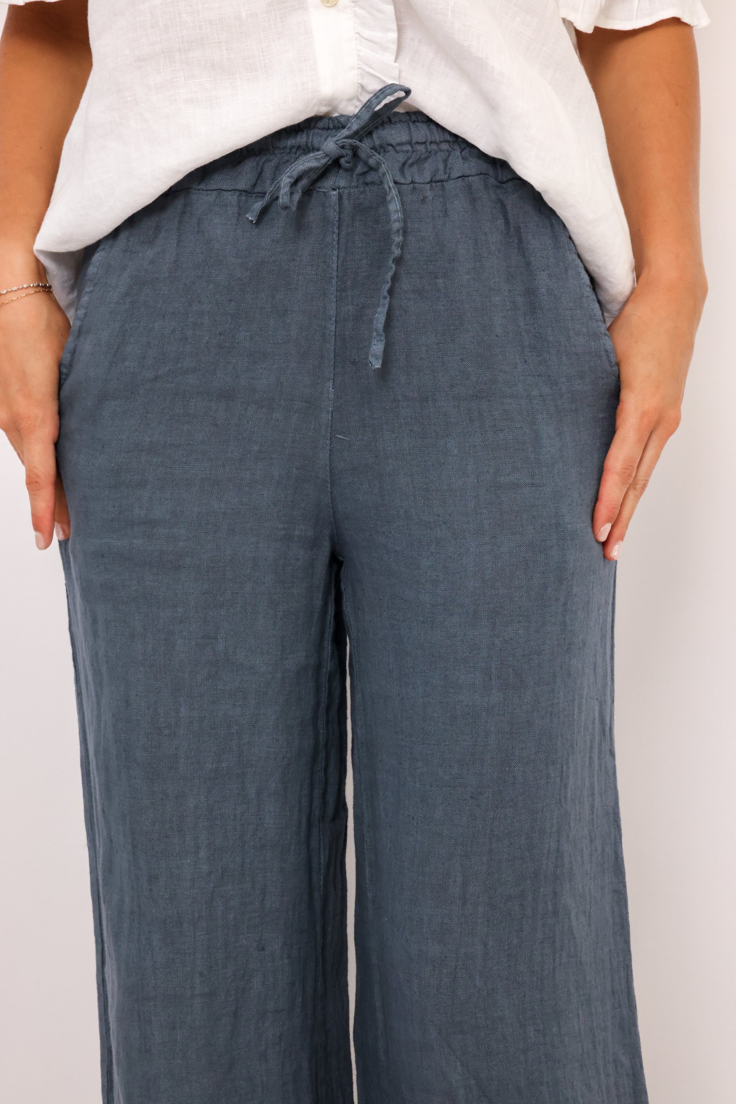 Venti6 Linen Wide Leg Pants