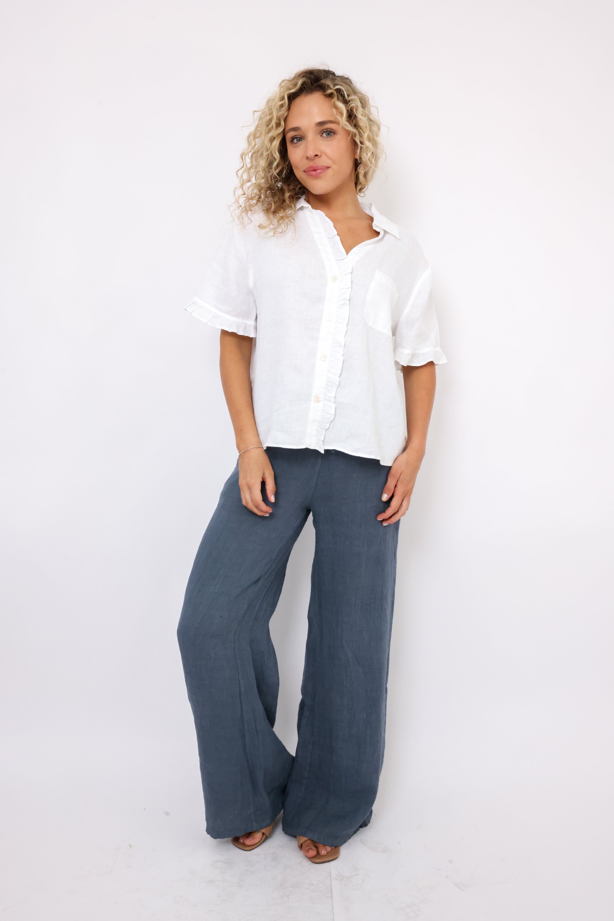 Venti6 Linen Wide Leg Pants