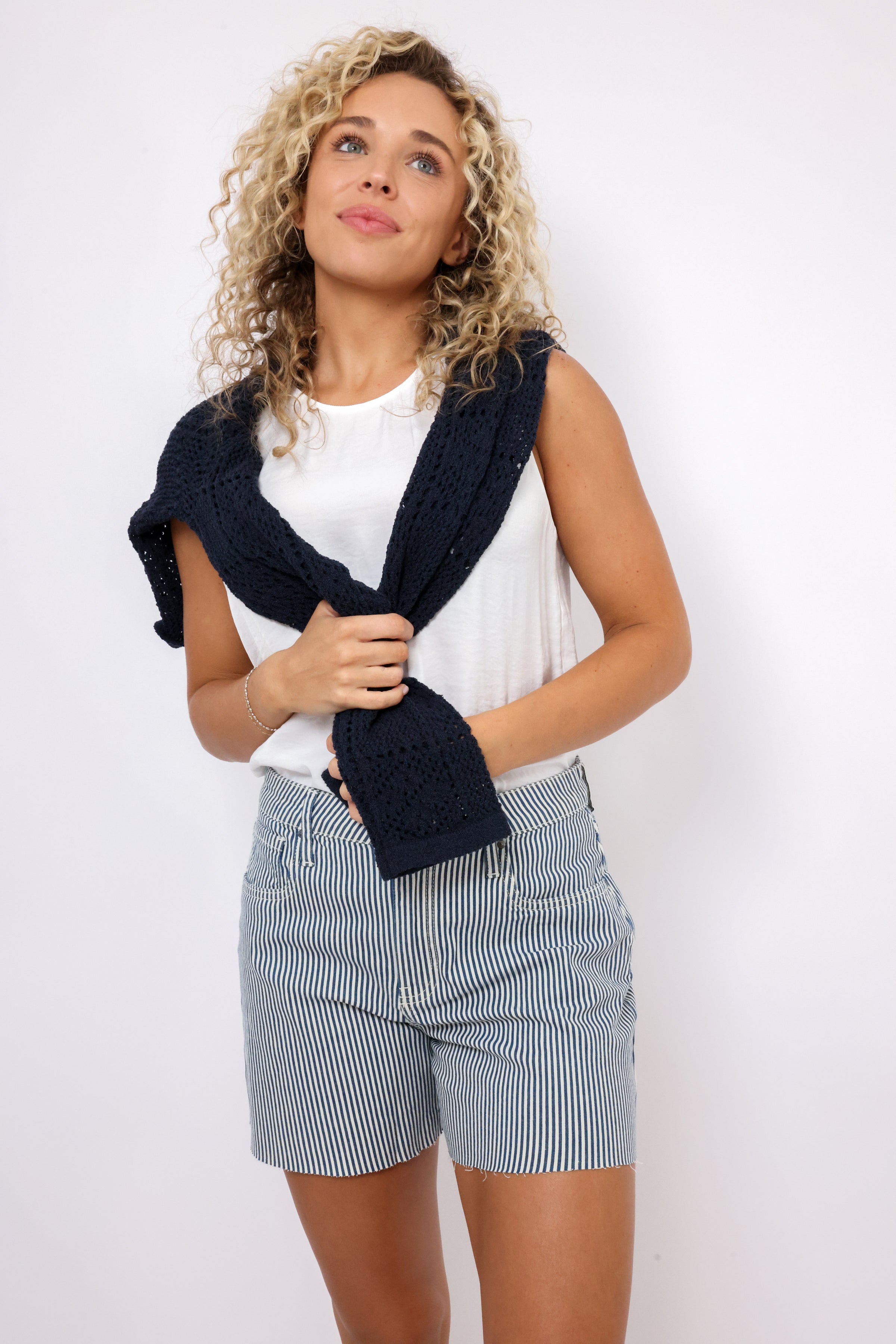 Open Knit Button Down Cardigan