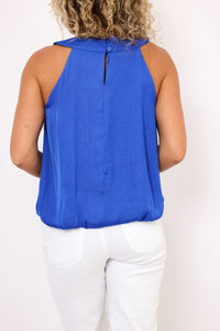 Wide Round Neck Billowy Sleeveless Top