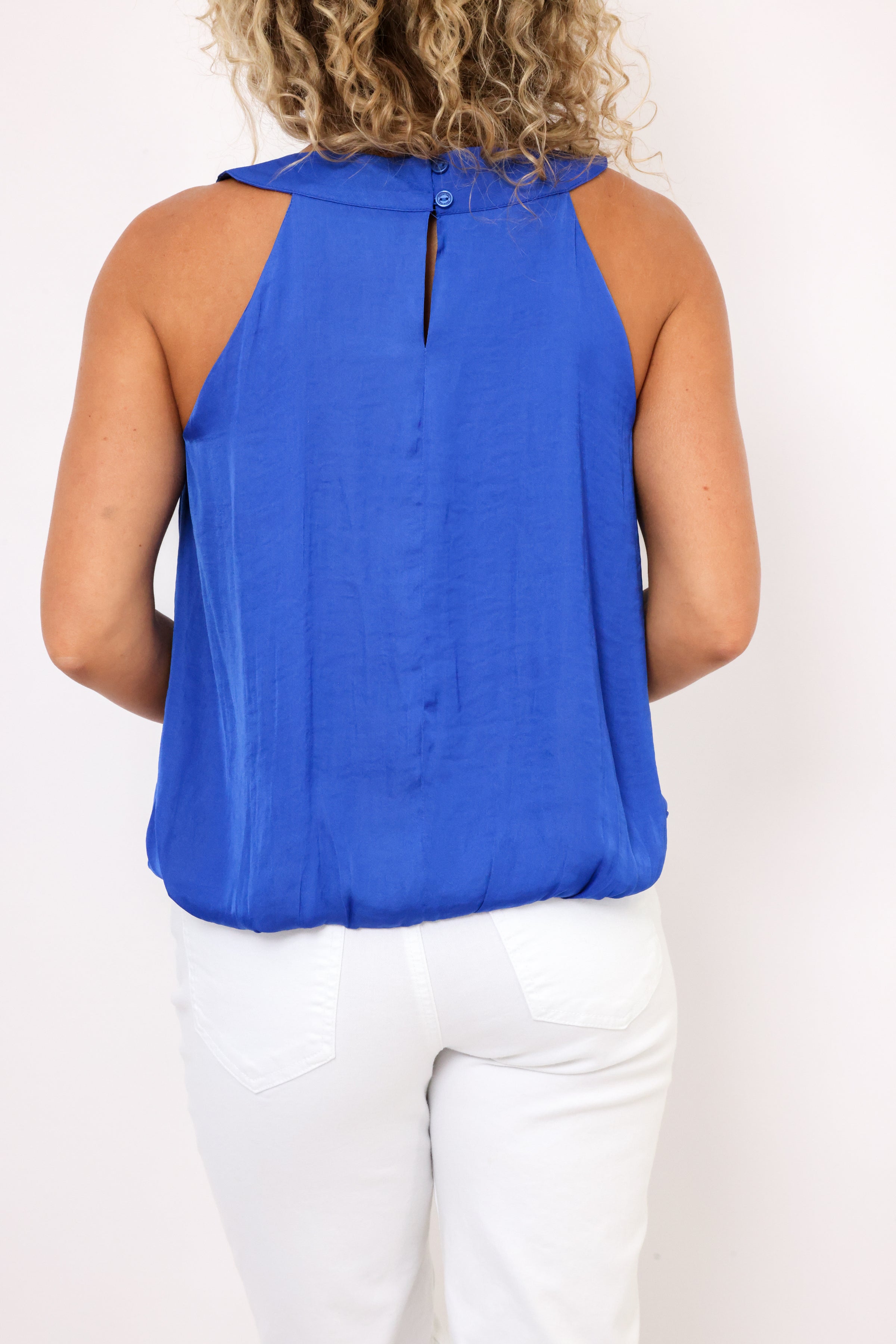 Wide Round Neck Billowy Sleeveless Top