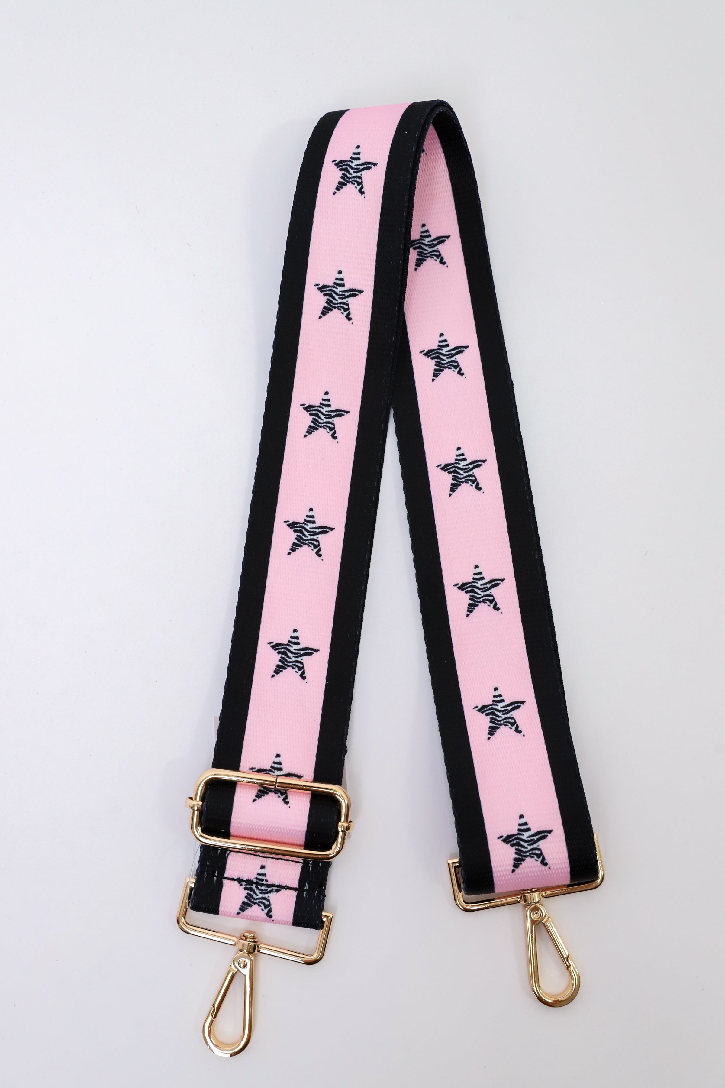 Stars + Stripes Black + Light Pink Bag Strap