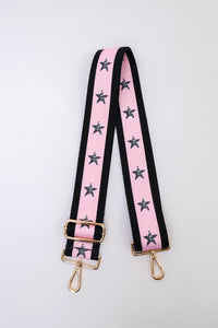 Stars + Stripes Black + Light Pink Bag Strap