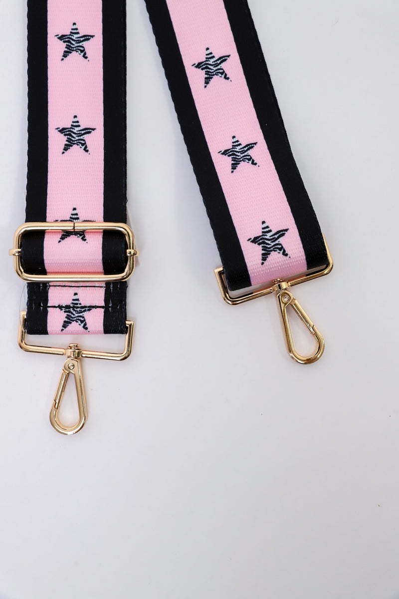 Stars + Stripes Black + Light Pink Bag Strap