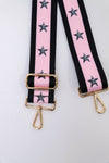 Stars + Stripes Black + Light Pink Bag Strap