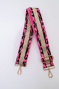 Metallic Leopard Stripe Pink Bag Strap