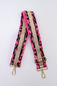 Metallic Leopard Stripe Pink Bag Strap