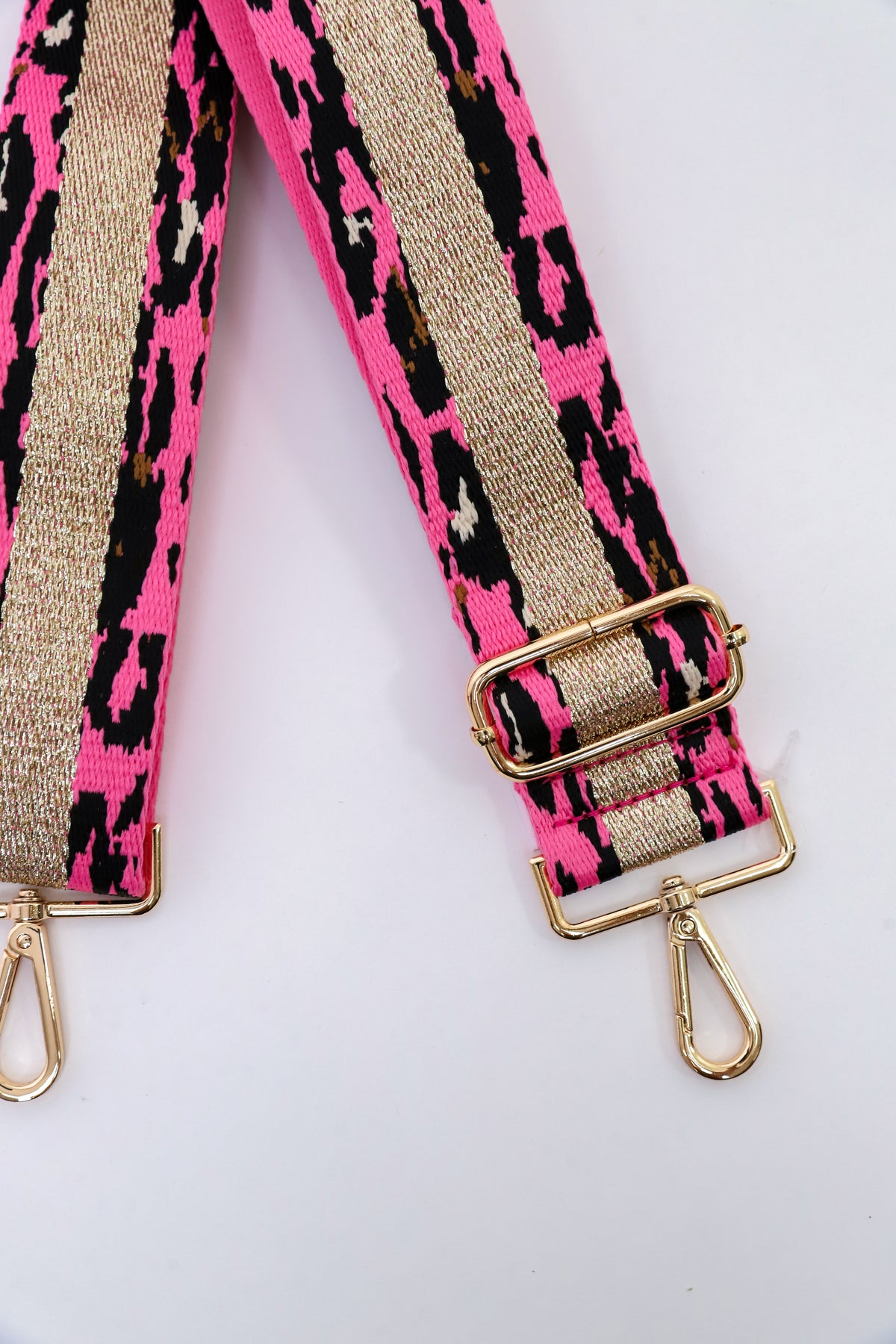 Metallic Leopard Stripe Pink Bag Strap
