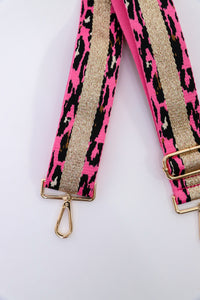 Metallic Leopard Stripe Pink Bag Strap