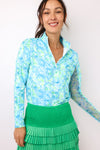IBKUL Kathy Print Long Sleeve Mock Neck Top