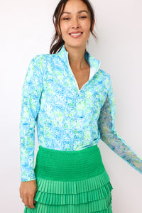 IBKUL Kathy Print Long Sleeve Mock Neck Top