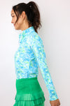 IBKUL Kathy Print Long Sleeve Mock Neck Top