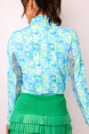 IBKUL Kathy Print Long Sleeve Mock Neck Top