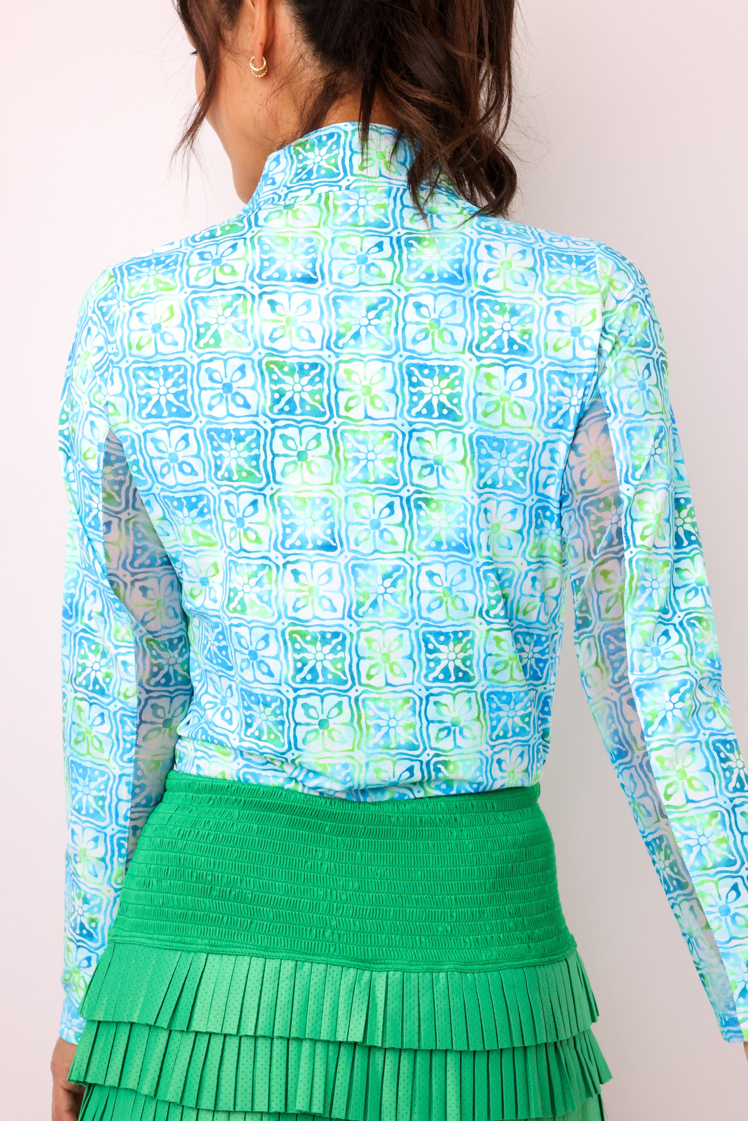 IBKUL Kathy Print Long Sleeve Mock Neck Top