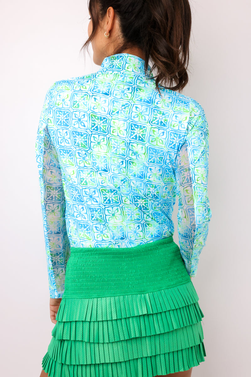 IBKUL Kathy Print Long Sleeve Mock Neck Top
