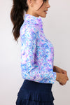 IBKUL Kathy Print Long Sleeve Mock Neck Top