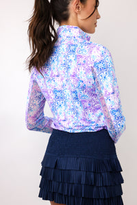 IBKUL Kathy Print Long Sleeve Mock Neck Top