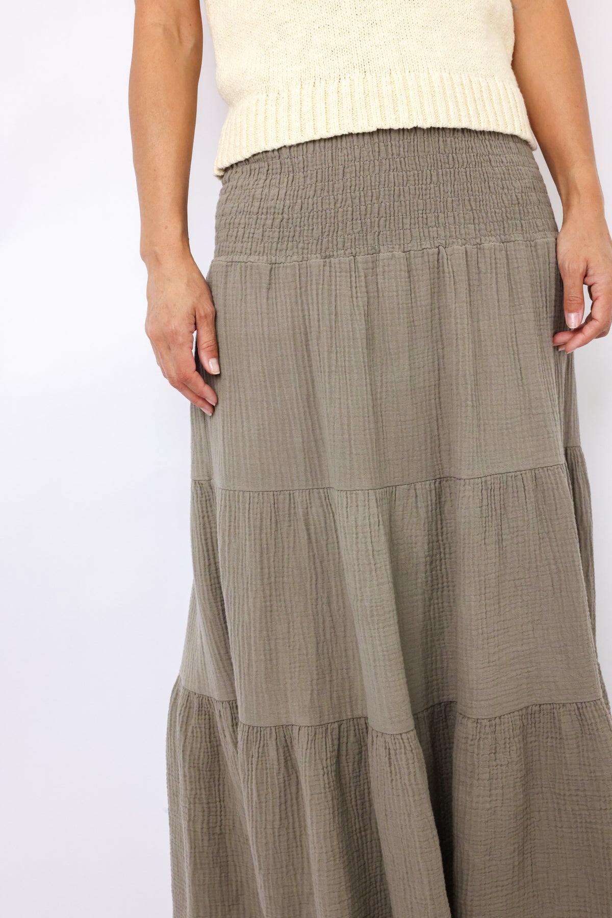 Tiered Cotton Gauze Skirt