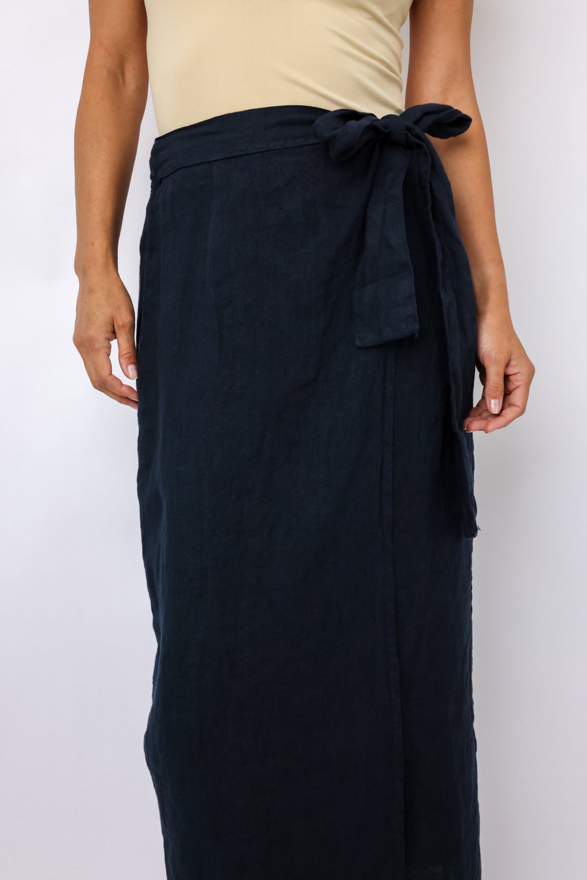Milio Milano Tie Belt Wrap Linen Skirt