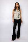 Greyson Moon Diamond Sleeveless Vesta Mock Neck Top