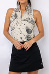 Greyson Moon Diamond Sleeveless Vesta Mock Neck Top