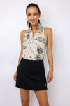 Greyson Moon Diamond Sleeveless Vesta Mock Neck Top
