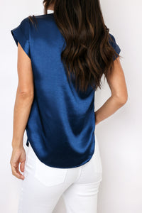 Cap Sleeve Satin Blouse