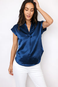 Cap Sleeve Satin Blouse