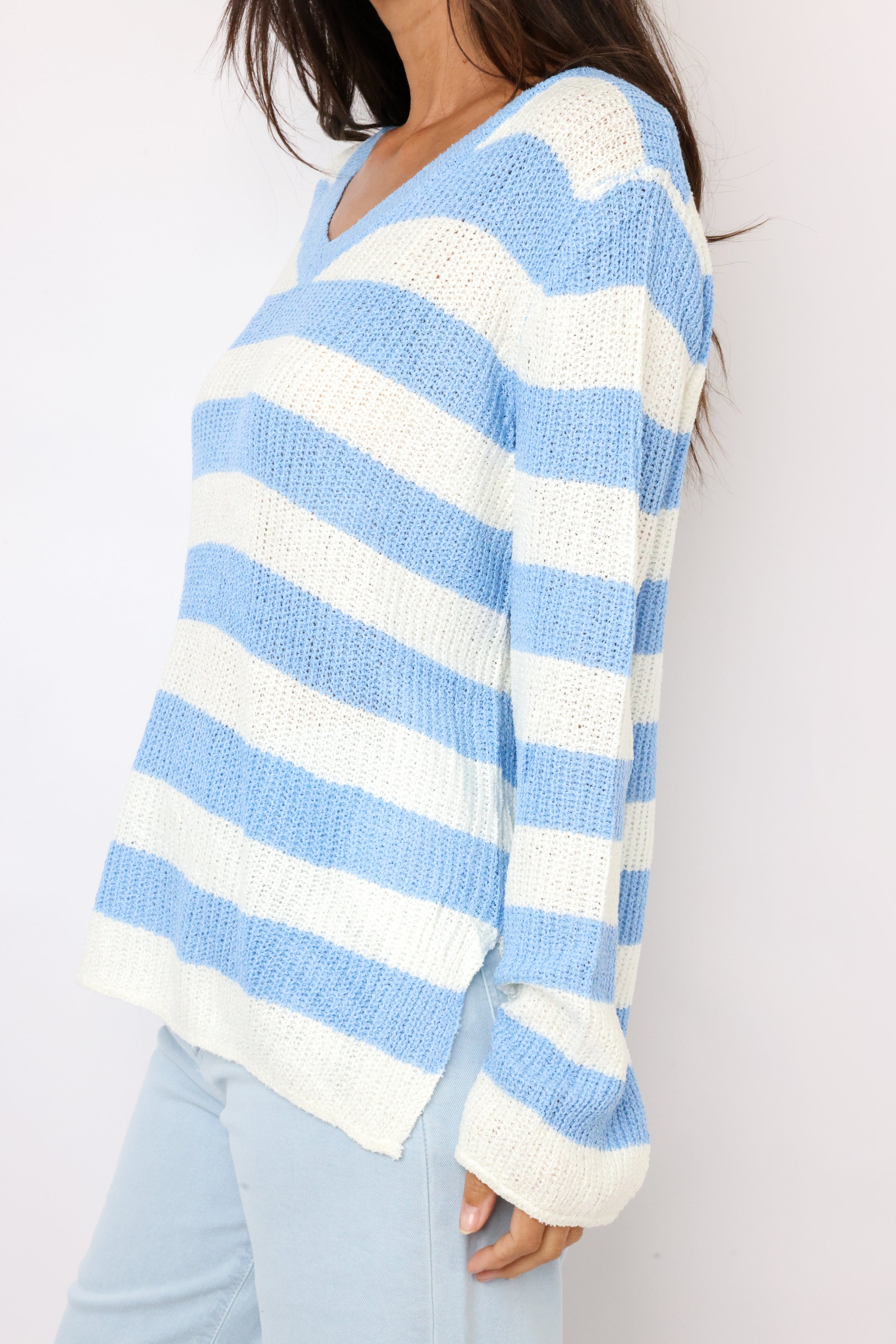 V-Neck Striped Sweater
