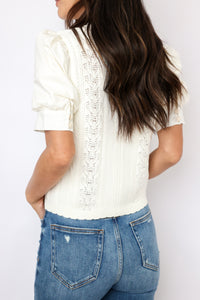 Puff Sleeve Button Down Sweater Top