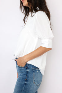 Half Sleeve Bubble Hem Blouse