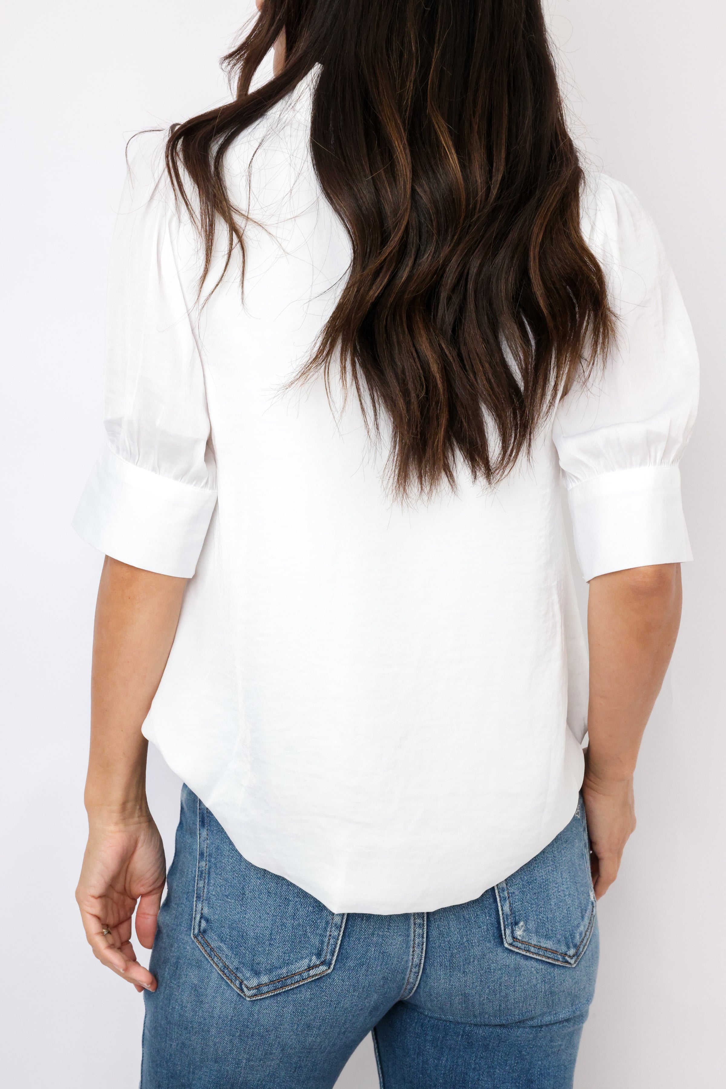 Half Sleeve Bubble Hem Blouse