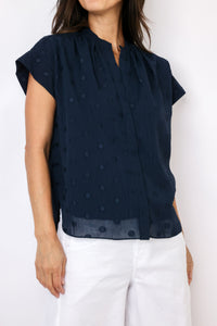 Dot Button Down Blouse