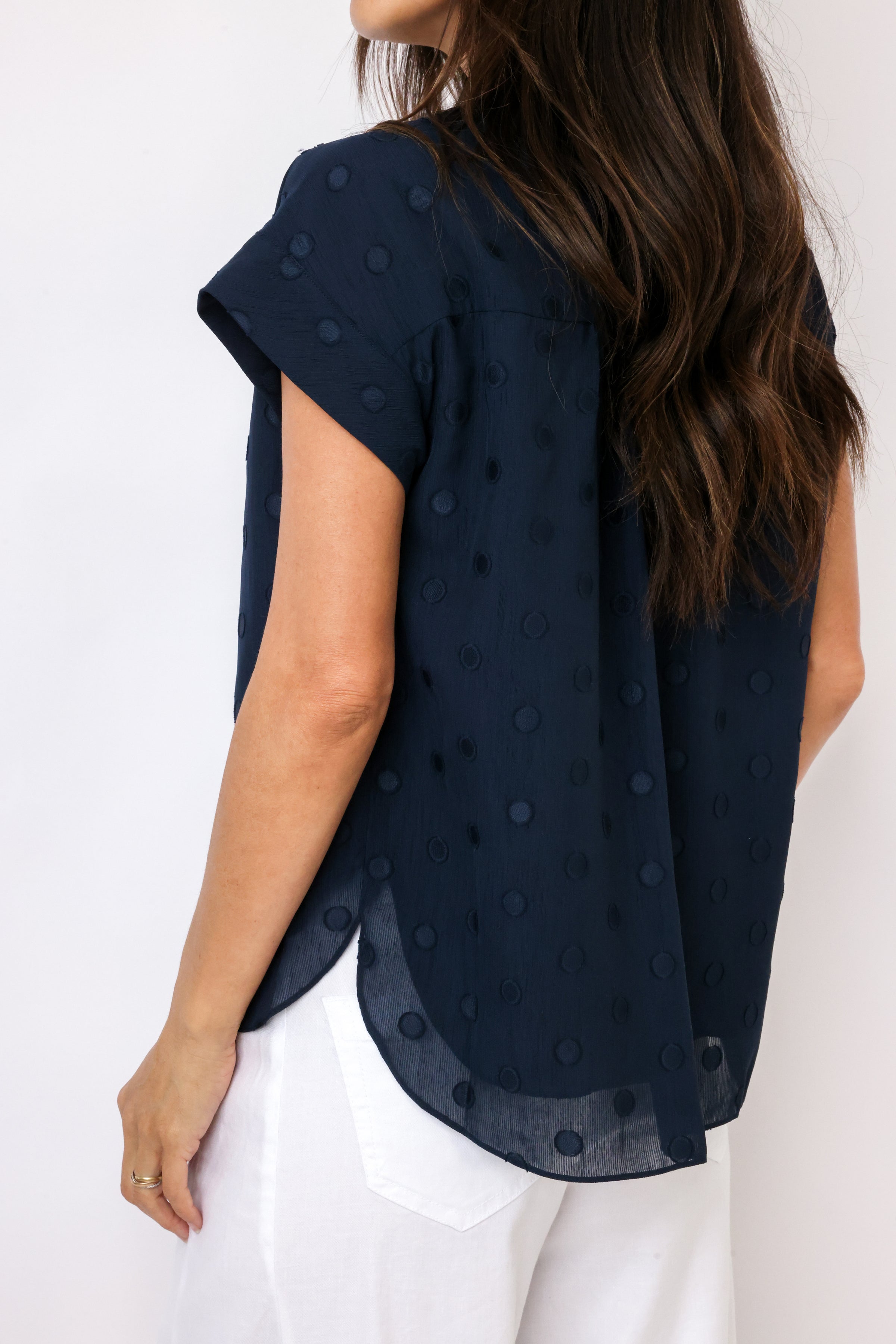 Dot Button Down Blouse