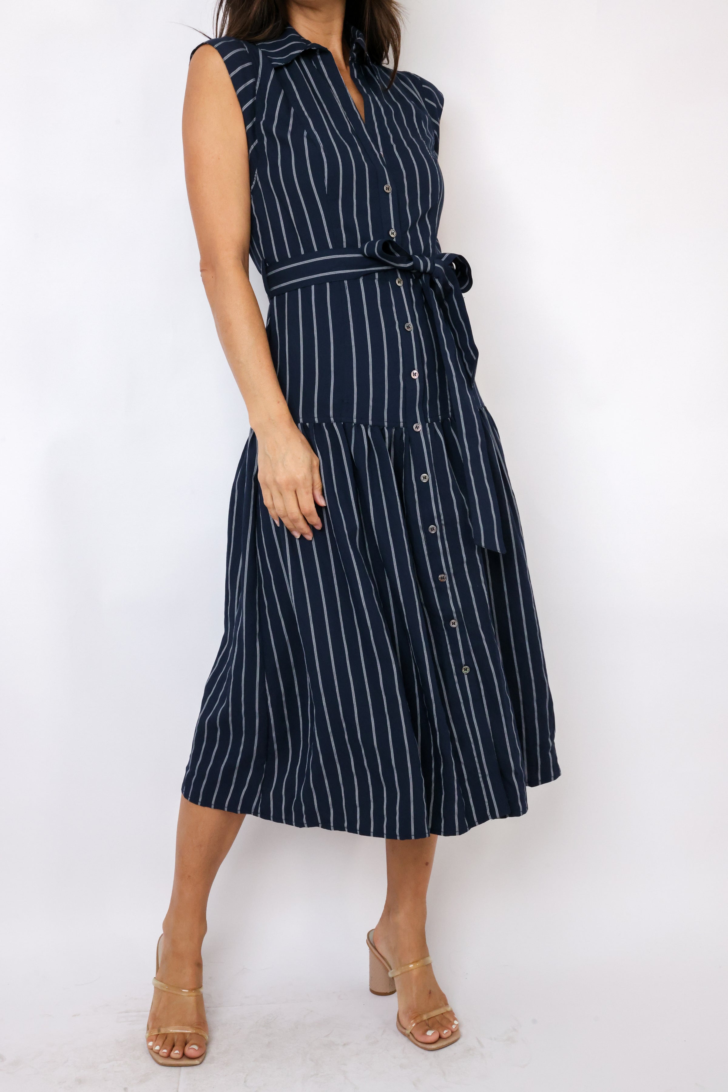 Striped Button Down Midi Dress