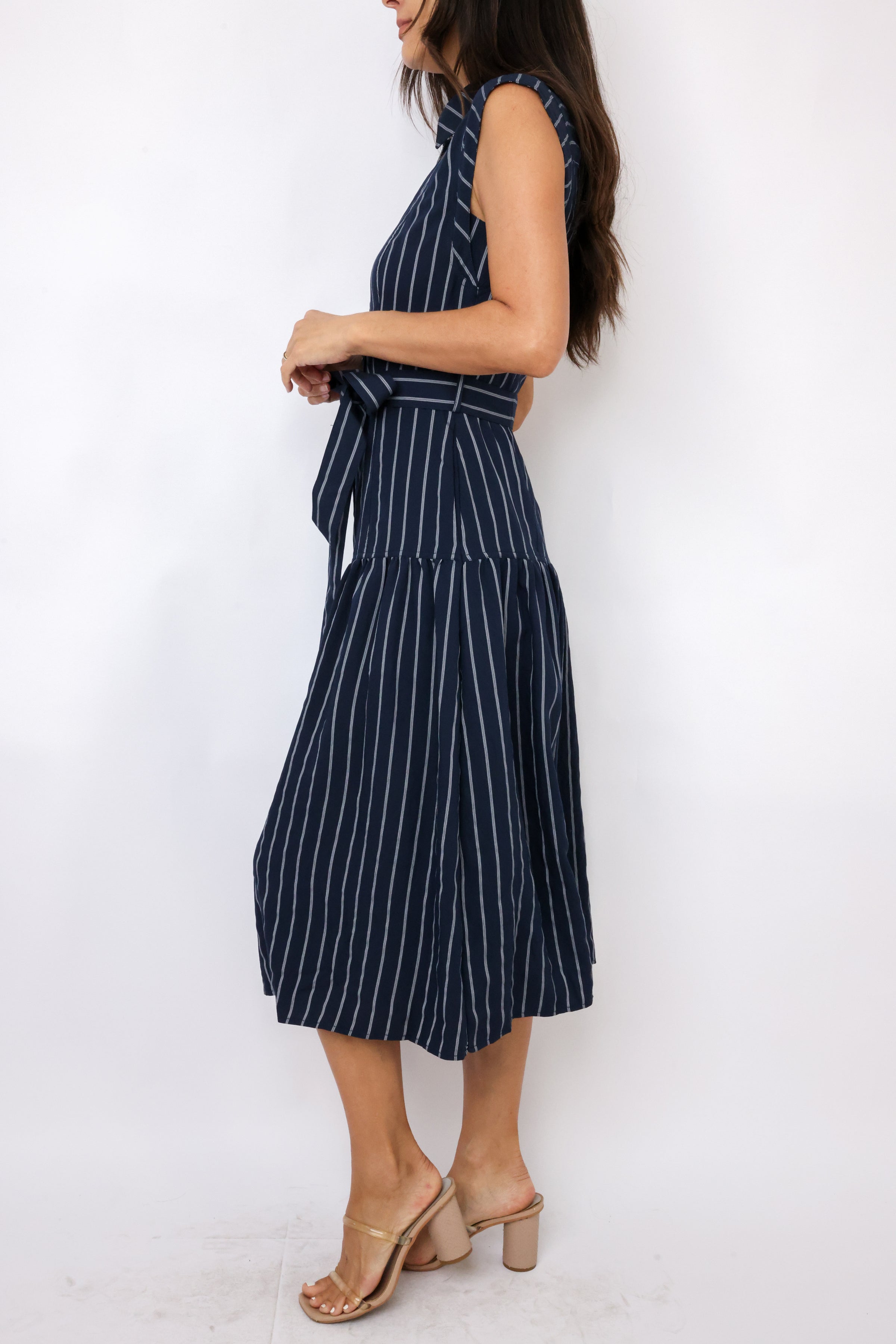 Striped Button Down Midi Dress