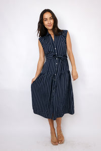 Striped Button Down Midi Dress