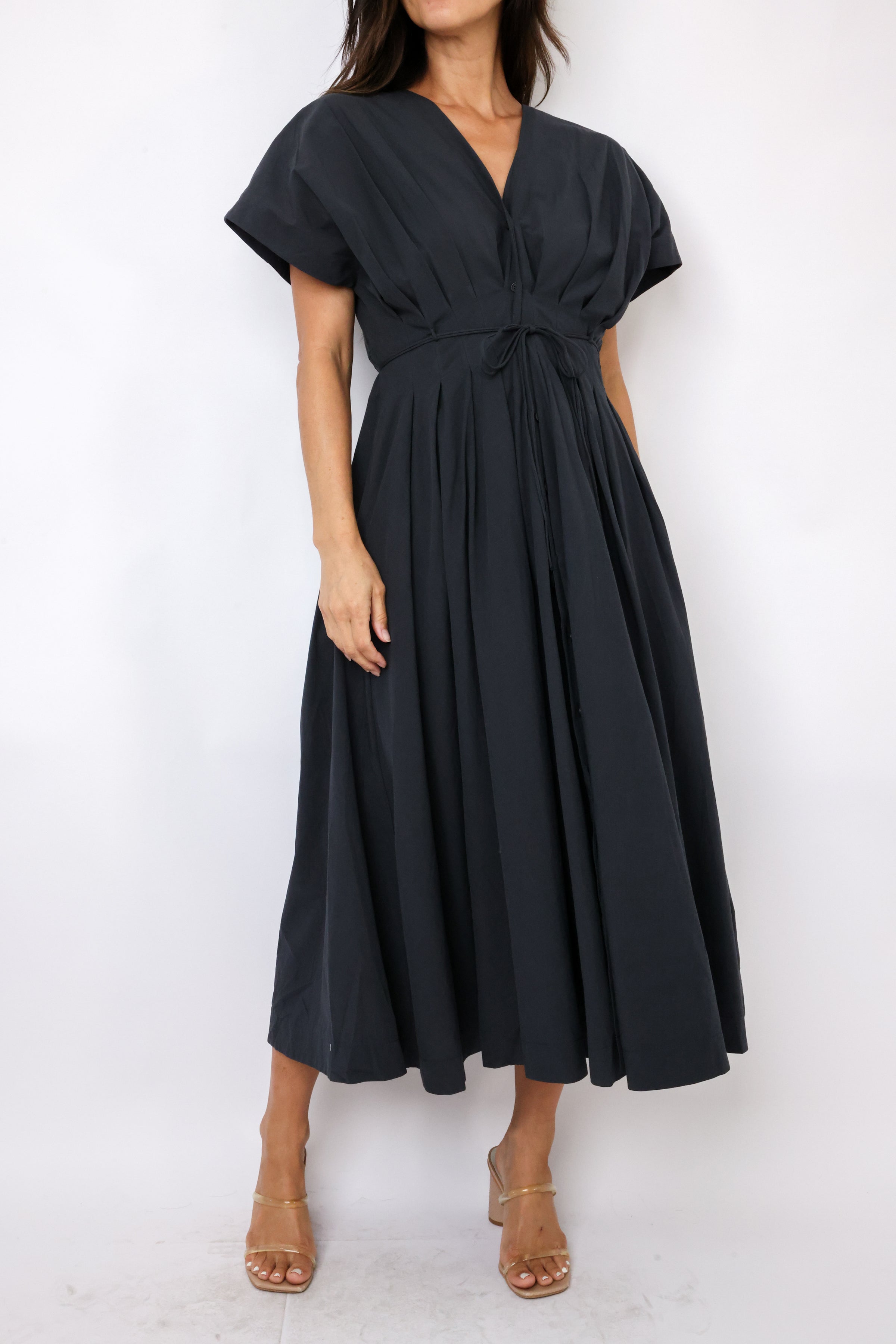 Drawstring Waist Dolman Sleeve Dress