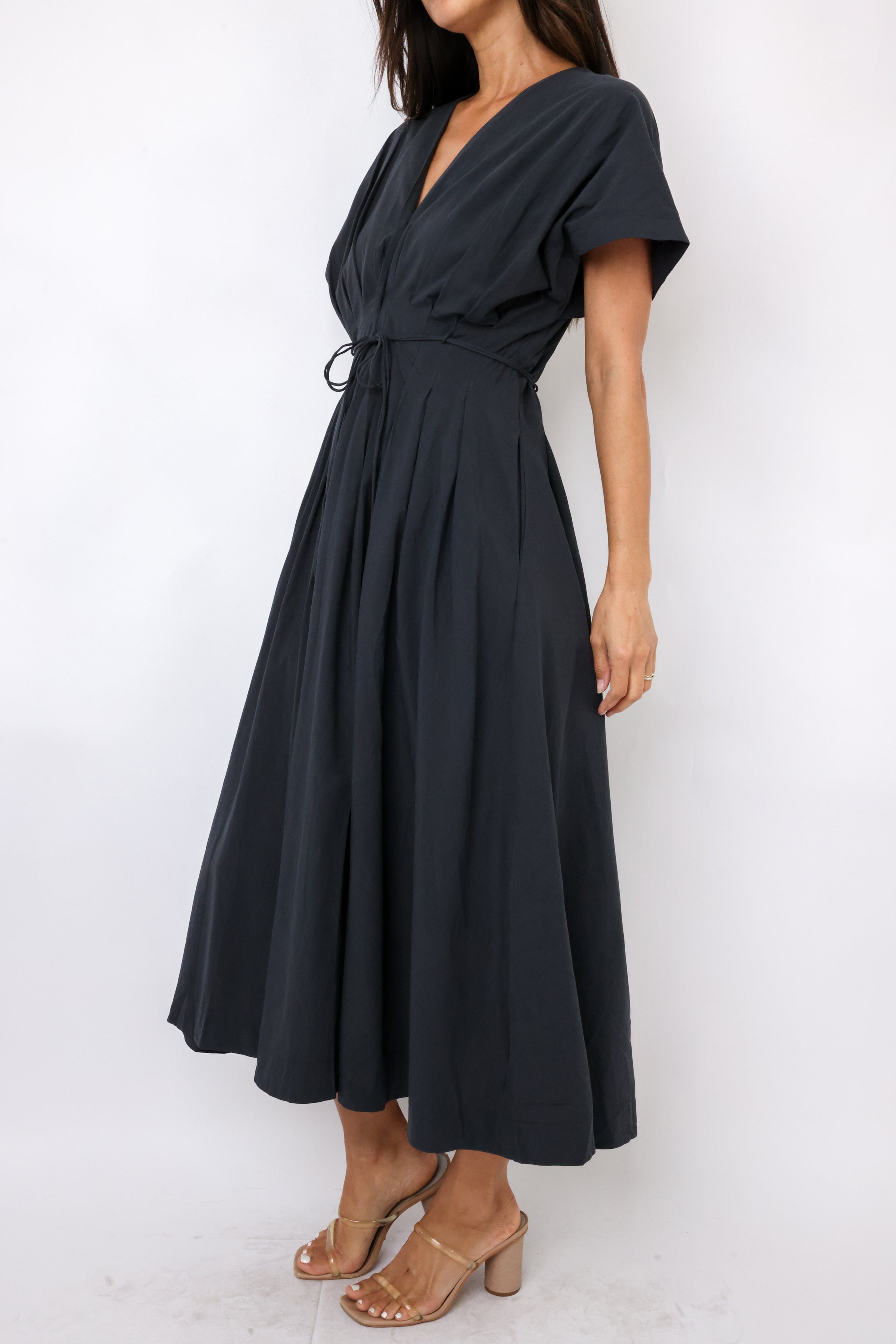 Drawstring Waist Dolman Sleeve Dress