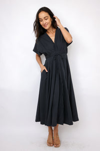 Drawstring Waist Dolman Sleeve Dress