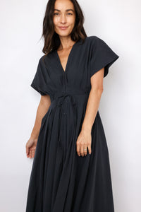 Drawstring Waist Dolman Sleeve Dress