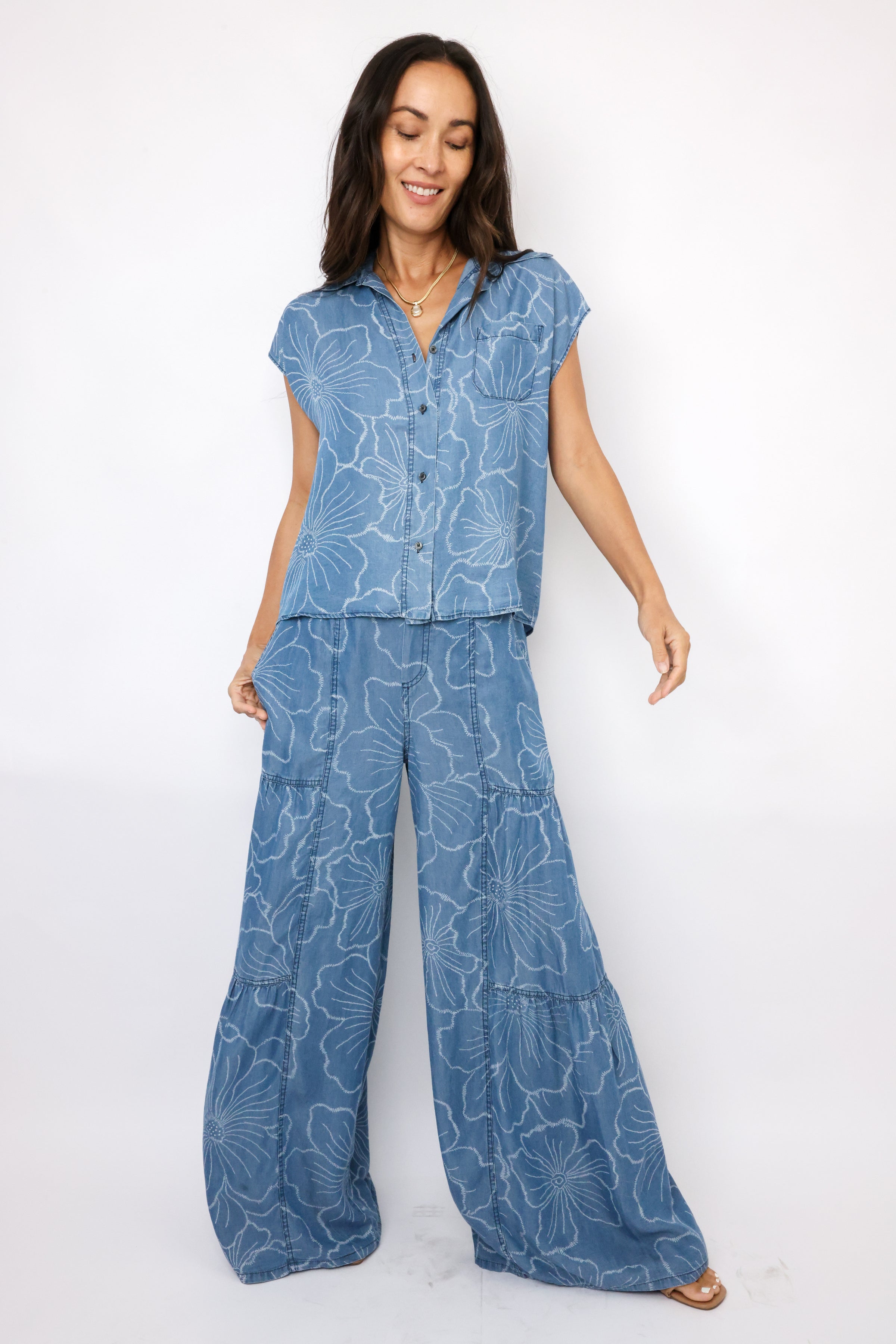 Tiered Wide Leg Pant