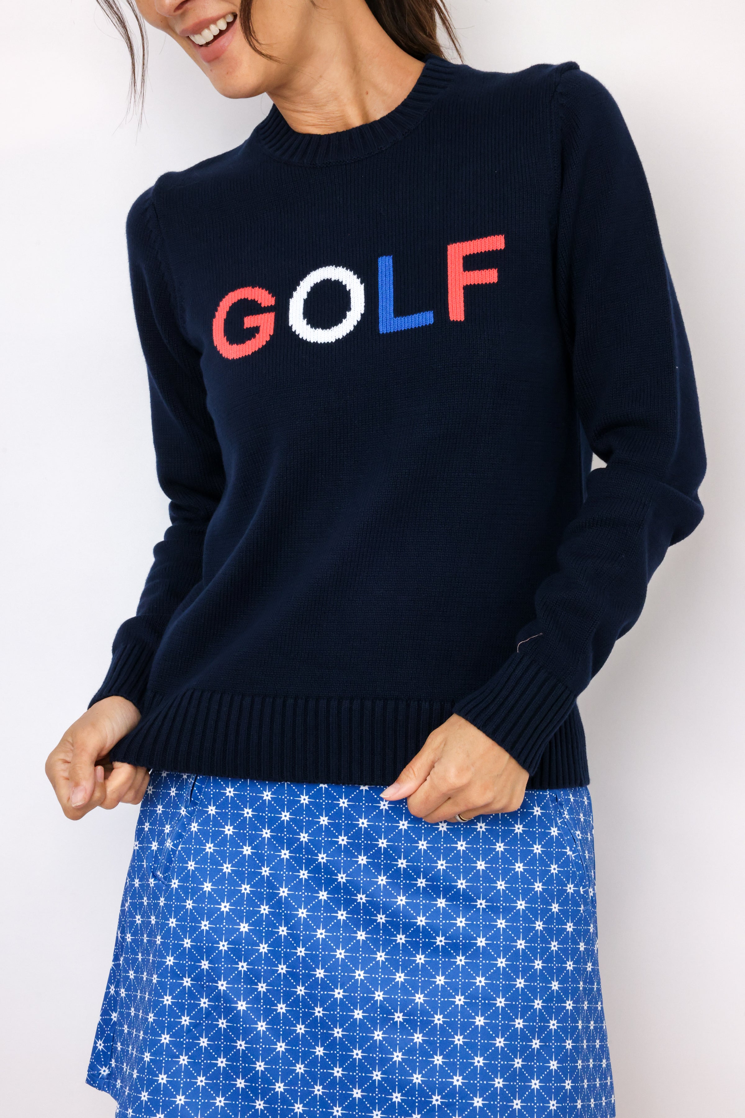 Renwick Red White & Blue Golf Sweater