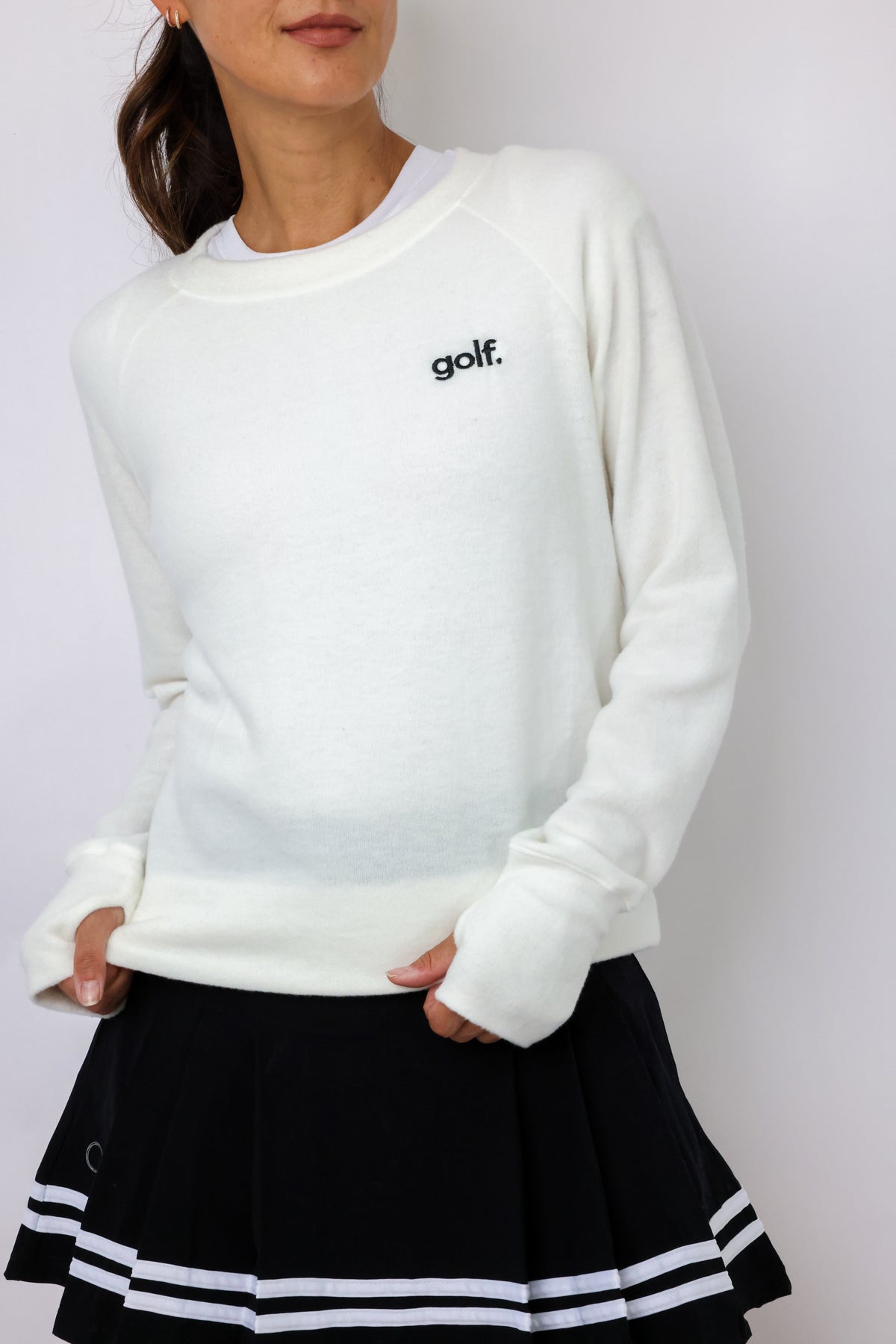 Embroidered Golf Lightweight Brushed Fleece Pullover Top