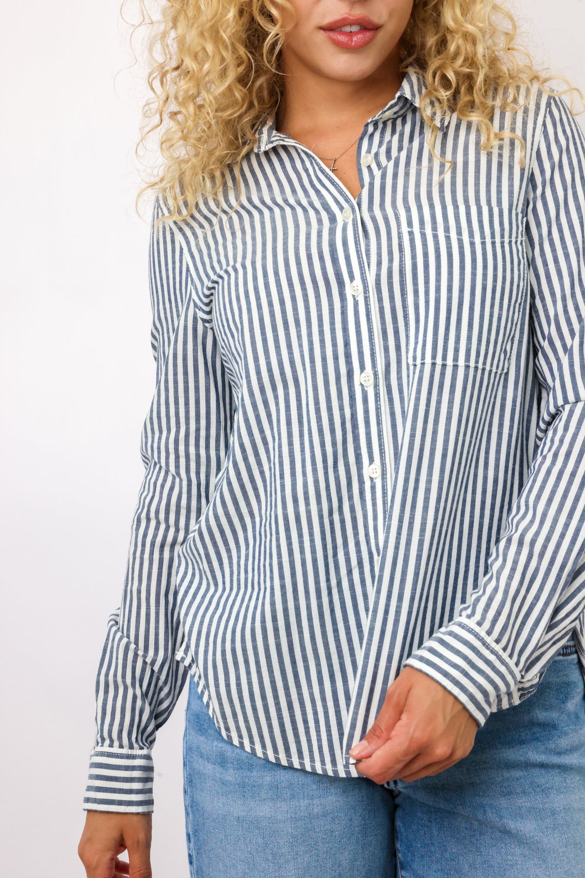 Stripe Button Up Top