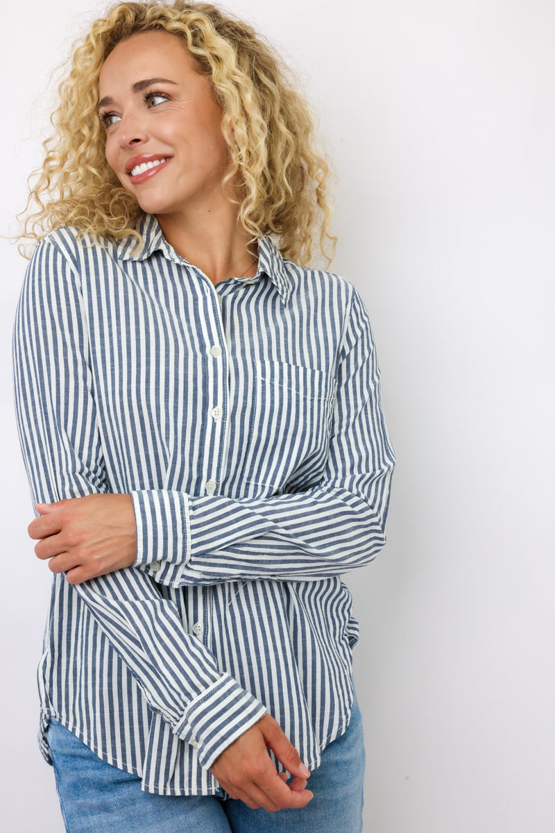 Stripe Button Up Top