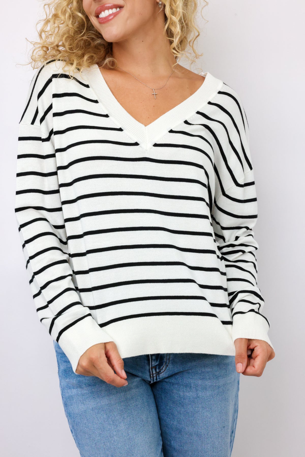 V-Neck Lightweight Sweater Top